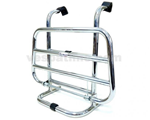Chrome-plated front luggage carrier with rods for all vespa models