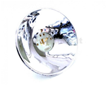Parabola fanale vespa senza foro luce posizione - d.130, collo d.45 con supporto lampadine