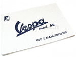 Use and maintenance manual vespa 125 model year 1954