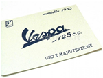 Use and maintenance manual vespa 125 model year 1955