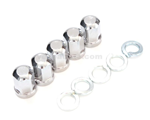 Kit 5 chrome-plated blind nuts + 6 spring washers for wheel rim, m8 hexagon 12