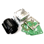 Colector PINASCO diámetro 30mm en aluminio anodizado CNC negro  sin  válvula de lengüeta para cárter motor con válvula para Vespa Largeframe