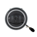 Fanale anteriore Iron led EVOK 6000K per Vespa 50 N-R-L tondo 3 lenti angel eyes con circuito di conversione e antisfarfallio