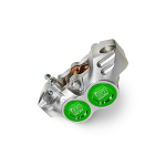 Pinza freno OTTOPUNTOUNO NEW ERA 8.1 - 4 pistoncini, radiale, interasse fori 84mm - avional CNC, argento e verde