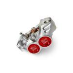 Pinza freno OTTOPUNTOUNO NEW ERA 8.1 - 4 pistoncini, radiale, interasse fori 84mm - avional CNC, argento e rosso