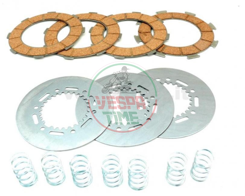 Set clutch, 7 discs with 7 springs reinforced Vespa PX-PE 200, T5, COSA1, RALLY, 180SS, 160GS