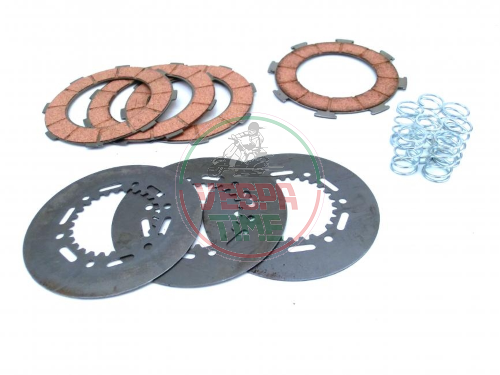 Set clutch, 7 discs with 7 springs reinforced Vespa PX-PE 200, T5, COSA1, RALLY, 180SS, 160GS