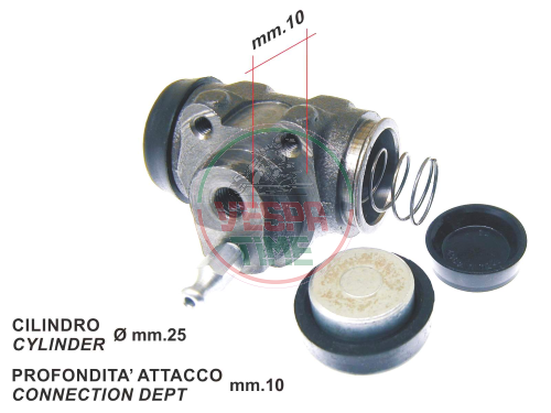 Bremszylinder hinten (D. 25mm),Befestigungstiefe 10 mm für APE MP - APE P 601 - APE CAR - APE CAR P2