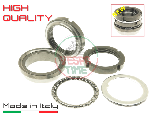 Juego cazoleta dirección superior "HIGH QUALITY" con jaula de rodillos VESPA 50 N, R, L, SPECIAL, 90, 125 VNB3T dal 061001, VNB4T..6T, SUPER, GT, GTR, TS, 150 VBB1T dal 82820, VBB2T, GL, SPRINT VLB1T, SPRINT VEL, 160GS, 180SS, 180-200 RALLY, PX-PE