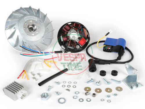 Accensione -BGM PRO 12V Touring- Conversione ad accensione elettronica - Vespa P125X/P200E (1977-1983, modelli con indicatori, regolatore di tensione, senza batteria) - P125X (VNX1T), P150X (VLX1T), P200E (VSX1T)