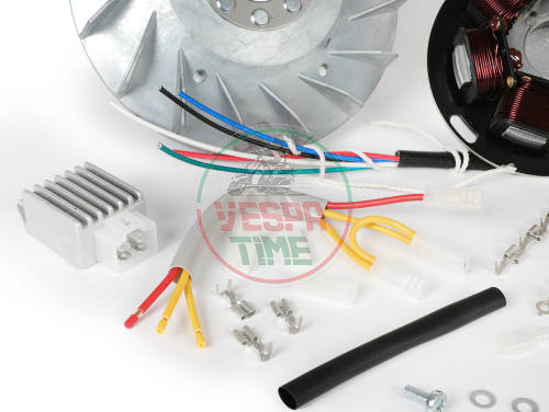 Accensione -BGM PRO 12V Touring- Conversione ad accensione elettronica - Vespa P125X/P200E (1977-1983, modelli con indicatori, regolatore di tensione, senza batteria) - P125X (VNX1T), P150X (VLX1T), P200E (VSX1T)
