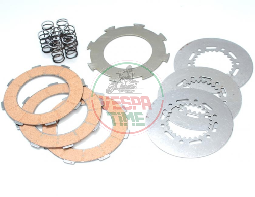 Kit serie dischi frizione in sughero POLINI Vespa PX-PE 200 - 7 dischi, 7 molle