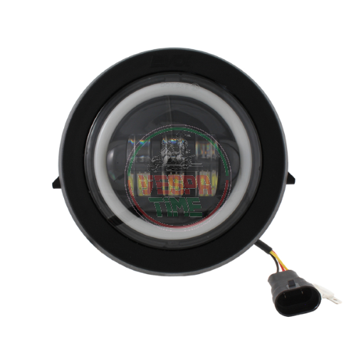Fanale anteriore Iron led EVOK 6000K per Vespa PK 50-125 S-XL tondo 3 lenti angel eye s con circito di conversione e antisfarfallio