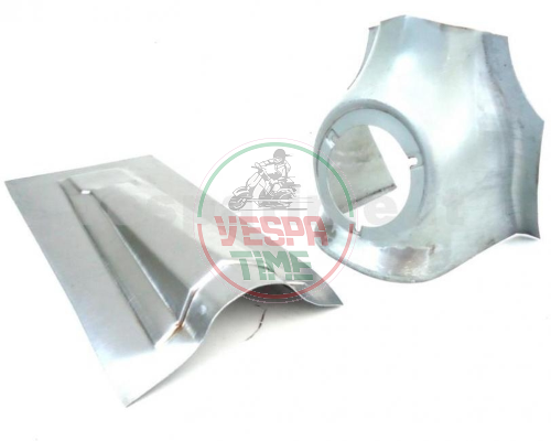 Pareja chapas reparación cubre-claxon y nariz vespa 125 gt, 125/150 super, 150 gl, 150 sprint, 180 ss. logo rectangular