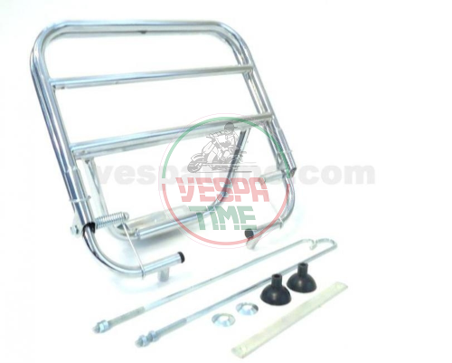 Chrome-plated rear luggage carrier with fastening rods vespa 50, 90, 125 primavera, et3