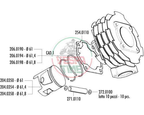 Kit cilindro POLINI 152cc Vespa PX125T5 D.61