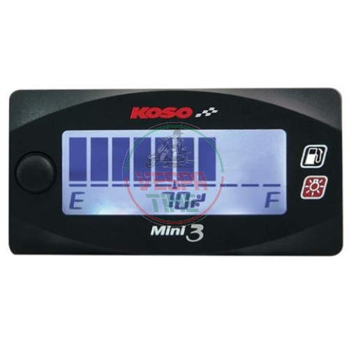 KOSO Mini Style 3 Benzinstandsanzeige, weiß hinterleuchtet, 12 V DC