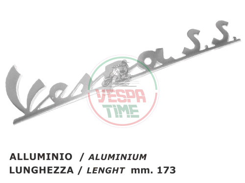 Targhetta Scritta anteriore "VESPA SS" in alluminio per Vespa 180SS