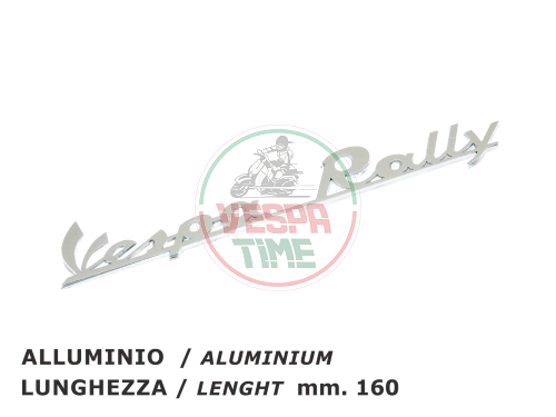 Rear emblem "VESPA RALLY" polished aluminium - Vespa 180 Rally, 200 Rally fino a 0010824
