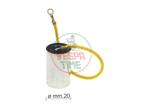 Condenser reinforced with one cable without fastening bracket for Vespa 50 N/L/R, 50 Special - D.20, mf 0,22