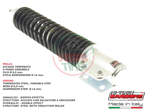 Amortiguador delantero CARBONE modelos Vespa PX-PE con FRENO DE DISCO, LML STAR 2T - 4T