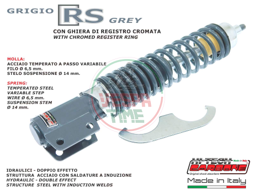 Amortiguador delantero CARBONE RS GREY para Vespa PX-PE 125-150-200 - Ajustable en tres posiciones