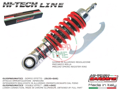 Amortiguador delantero ajustable CARBONE HI-TECH Vespa 50-90-125 - CROMO, RESORTE ROJO