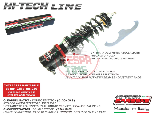 Amortiguador delantero CARBONE HI-TECH Vespa PK 125 - PK 125 XL - RUSH / VESPA 50 N - 50/125 FL - 50 HP regulable