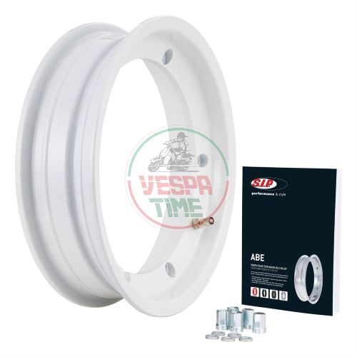 Radfelge schlauchlos SIP 2.0 - 2.50-10 Vespa 50, 125 ET3 Primavera, PK, PX, T5, Weiss