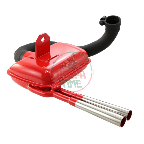 Rennauspuff SIP ROAD 2.0 Vespa 160GS-180SS-180RALLY - rot mit 2 verchromten Endrohren