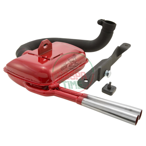 Muffler SIP ROAD Vespa 125 VM1T-2T, VN1T-2T, 150 VL, 150 VB1T - red with 2 cromed end tubes