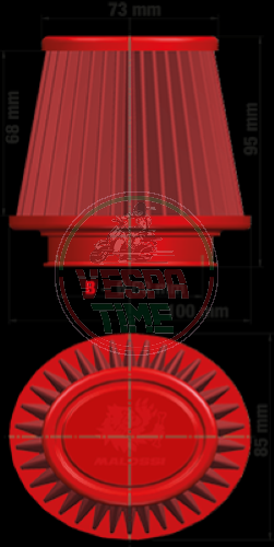 Air filter  MALOSSI RED FILTER E18 Ø 40/50/60,L=95mm for carburetors PHBH - MIKUNI - KEIHIN