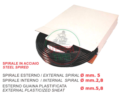 Funda negra para transmisiones cambio, freno del., embrague al metro - d.5,8mm