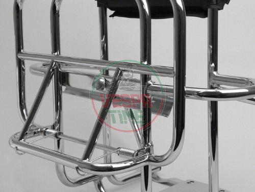Chrome-plated rear luggage carrier with backrest and wheel holder PARIMOR-CUPPINI for Vespa GT-GTR-TS-GL-SPRINT-VNB-VBB-VBA-VNA-SUPER-RALLY-GS-SS