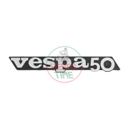 Targhetta Vespa 50 sportellino laterale - Vespa PK 50 XL FL/HP - nero/argento