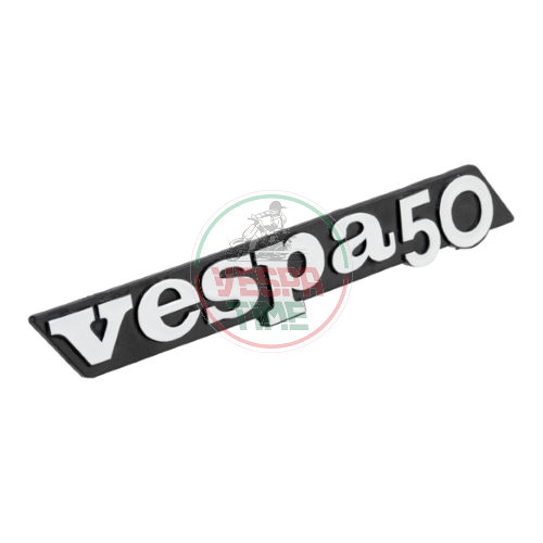Targhetta Vespa 50 sportellino laterale - Vespa PK 50 XL FL/HP - nero/argento