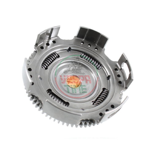 Campana rapporti frizione 69 denti dritti EVOK Iron Clutch MULTISPRING con cestello RDP in alluminio e parastrappi rinforzato per Vespa SMALLFRAME