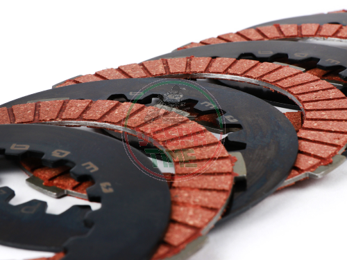 Clutch friction plate set incl. steel plates -BGM PRO TOURING Steel- Superstrong Racing Red- Vespa Cosa2- suitable for standard clutch basket of Vespa Cosa2/FL (1992-), PX (1995-), Superstrong, Scooter & Service, MMW, Ultrastrong - 4 plates