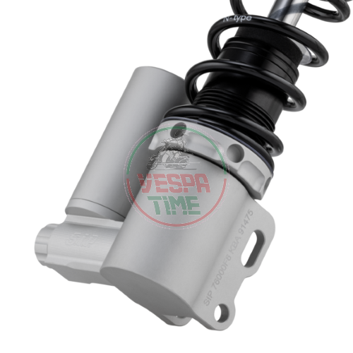 Amortiguador delantero SIP PERFORMANCE 2.0 para Vespa PK 50-125 XL, XL2, Automatica, cuerpo plata mate, muelle negro
