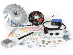Accensione -BGM PRO 12V Touring- Conversione ad accensione elettronica - Vespa P125X/P200E (1977-1983, modelli con indicatori, regolatore di tensione, senza batteria) - P125X (VNX1T), P150X (VLX1T), P200E (VSX1T)