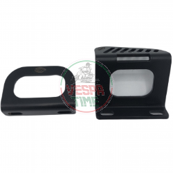 Staffe VMC NERO fissaggio fori cavalletto centrale per fissaggio tanica benzina, borsa su pedana per Vespa Smallframe e Largeframe