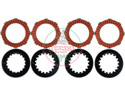 Clutch friction plate set incl. steel plates -BGM PRO TOURING Steel- Superstrong Racing Red- Vespa Cosa2- suitable for standard clutch basket of Vespa Cosa2/FL (1992-), PX (1995-), Superstrong, Scooter & Service, MMW, Ultrastrong - 4 plates