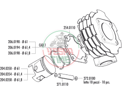 Kit cilindro POLINI 152cc Vespa PX125T5 D.61