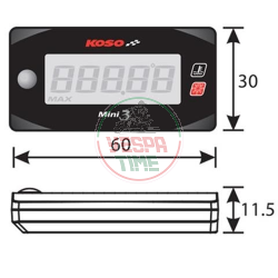 KOSO Mini Style 3 Benzinstandsanzeige, weiß hinterleuchtet, 12 V DC