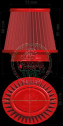 Air filter  MALOSSI RED FILTER E18 Ø 40/50/60,L=95mm for carburetors PHBH - MIKUNI - KEIHIN