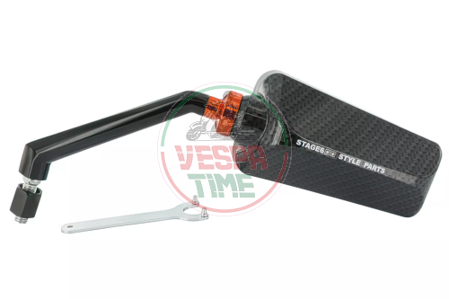 Specchietto STAGE6 F1 con filettatura M8 x 20mm, sinistro, carbon look lucido