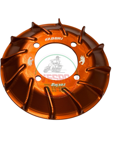 FABBRI RACING fan for POLINI electronic ignitions, in RDP aluminum, orange, for Vespa SMALLFRAME