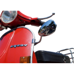 Retrovisor Vespa izquierdo universal para montaje en borde de pantalla, forma de lágrima, negro