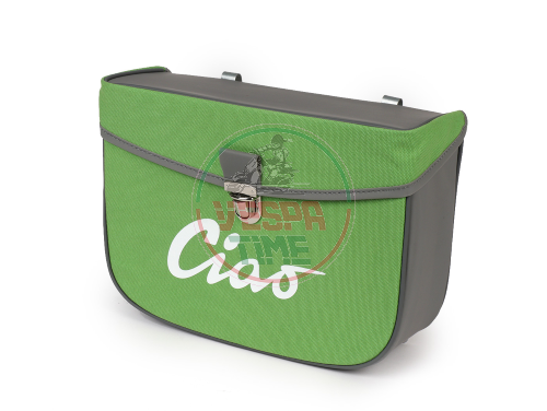 Piaggio Ciao Moped Side Rack Bag Green Grey Waterproof