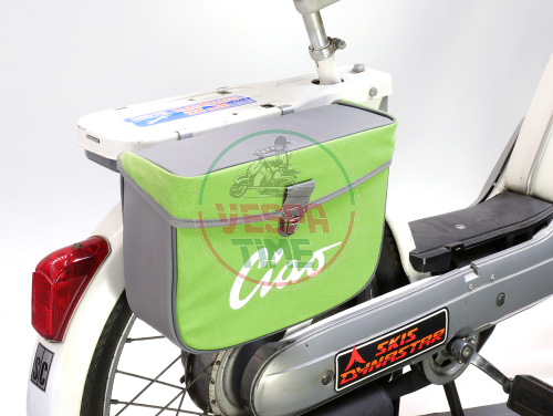 Piaggio Ciao Moped Side Rack Bag Green Grey Waterproof